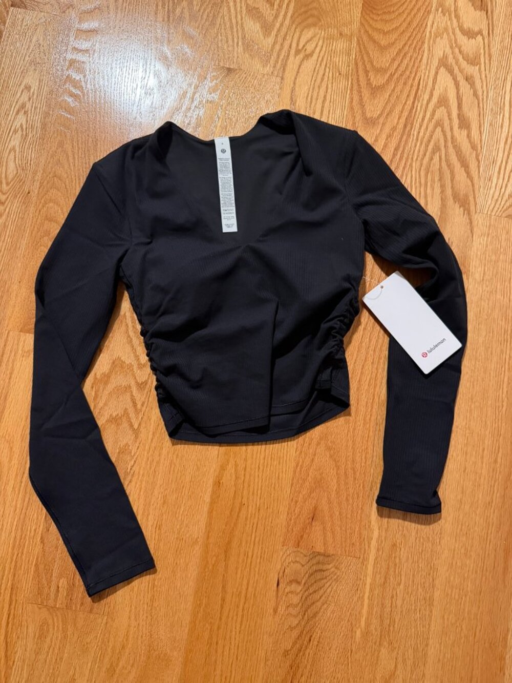 Lululemon All It Takes V-Neck Long Sleeve Rib Nulu Black Size 4